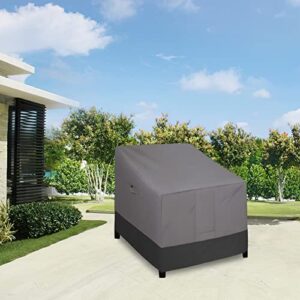 Easy-Going Outdoor Chair Cover Waterproof, Heavy Duty Patio Chair Cover, Windproof Outdoor Furniture Cover with Air Vent (2 Pack-33.5Wx31.5Dx36H inch, Gray/Black)
