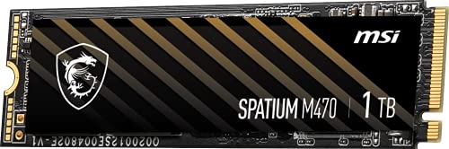 MSI SPATIUM M470 PCIe 4.0 NVMe M.2 1TB Internal SSD PCIe Gen4 NVMe 1.3 3D NAND 3300 TBW (SPATIUM M470 PCIe 4.0 NVMe M.2 1TB)