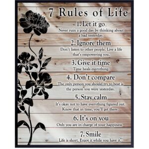 7 Rules Of Life Wall Art - Inspirational Gifts for Women, Men - Motivational Posters, 8x10 - Inspirational Wall Decor - Home Office, Bedroom, Living Room - Inspiring Positive Quotes Wall Decor