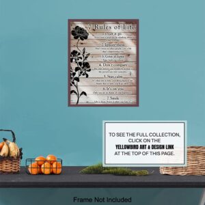 7 Rules Of Life Wall Art - Inspirational Gifts for Women, Men - Motivational Posters, 8x10 - Inspirational Wall Decor - Home Office, Bedroom, Living Room - Inspiring Positive Quotes Wall Decor