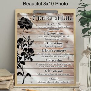 7 Rules Of Life Wall Art - Inspirational Gifts for Women, Men - Motivational Posters, 8x10 - Inspirational Wall Decor - Home Office, Bedroom, Living Room - Inspiring Positive Quotes Wall Decor