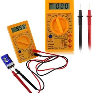 White Deer Multimeter, DT-830B Amp Volt Ohm Tester Ammeter Voltmeter Multifunctional Portable LCD Digital Ohmmeter Meter Electricians Tools(Yellow )