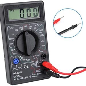 White Deer Multimeter, DT-830B Amp Volt Ohm Tester Ammeter Voltmeter Multifunctional Portable LCD Digital Ohmmeter Meter Electricians Tools( Black)