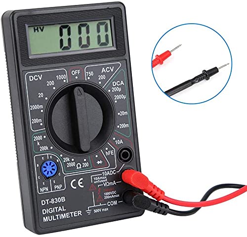 White Deer Multimeter, DT-830B Amp Volt Ohm Tester Ammeter Voltmeter Multifunctional Portable LCD Digital Ohmmeter Meter Electricians Tools( Black)