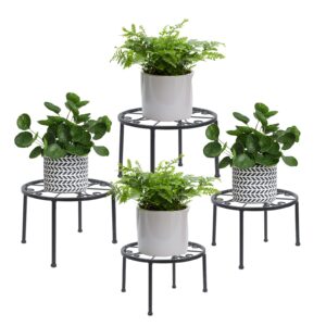 cadani 4-pack decent metal plant stands, anti-rust iron flower pot stand, heavy duty plant pot shelf, decoration racks for home indoor and outdoor