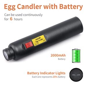 COOLTOP Rechargeable Egg Candler for Monitoring Eggs Development, Bright Cool LED Light Egg Tester for Chicken Ducks Birds Goose Incubating