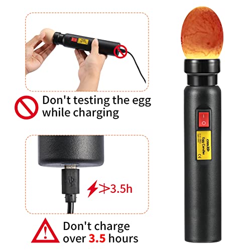 COOLTOP Rechargeable Egg Candler for Monitoring Eggs Development, Bright Cool LED Light Egg Tester for Chicken Ducks Birds Goose Incubating