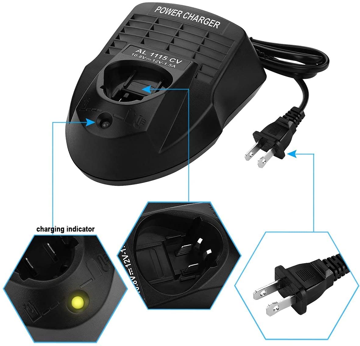 PDAPTMAG Replacement Charger for Bosch BC330 BAT411 12V Lithium-Ion Battery AL1115CV AL1130CV