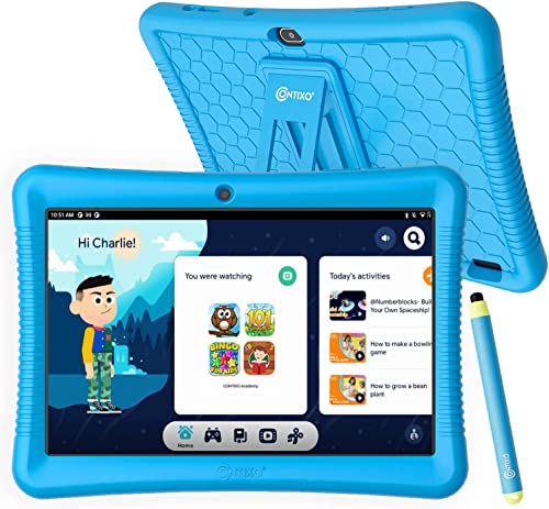 Contixo Kids Tablet K102, 10-inch HD, Ages 3-7, Toddler Tablet with Camera, Parental Control, Android 10, 32GB, WiFi, Learning Tablet for Children, Teacher's Approved Apps and Kid-Proof Case, Blue