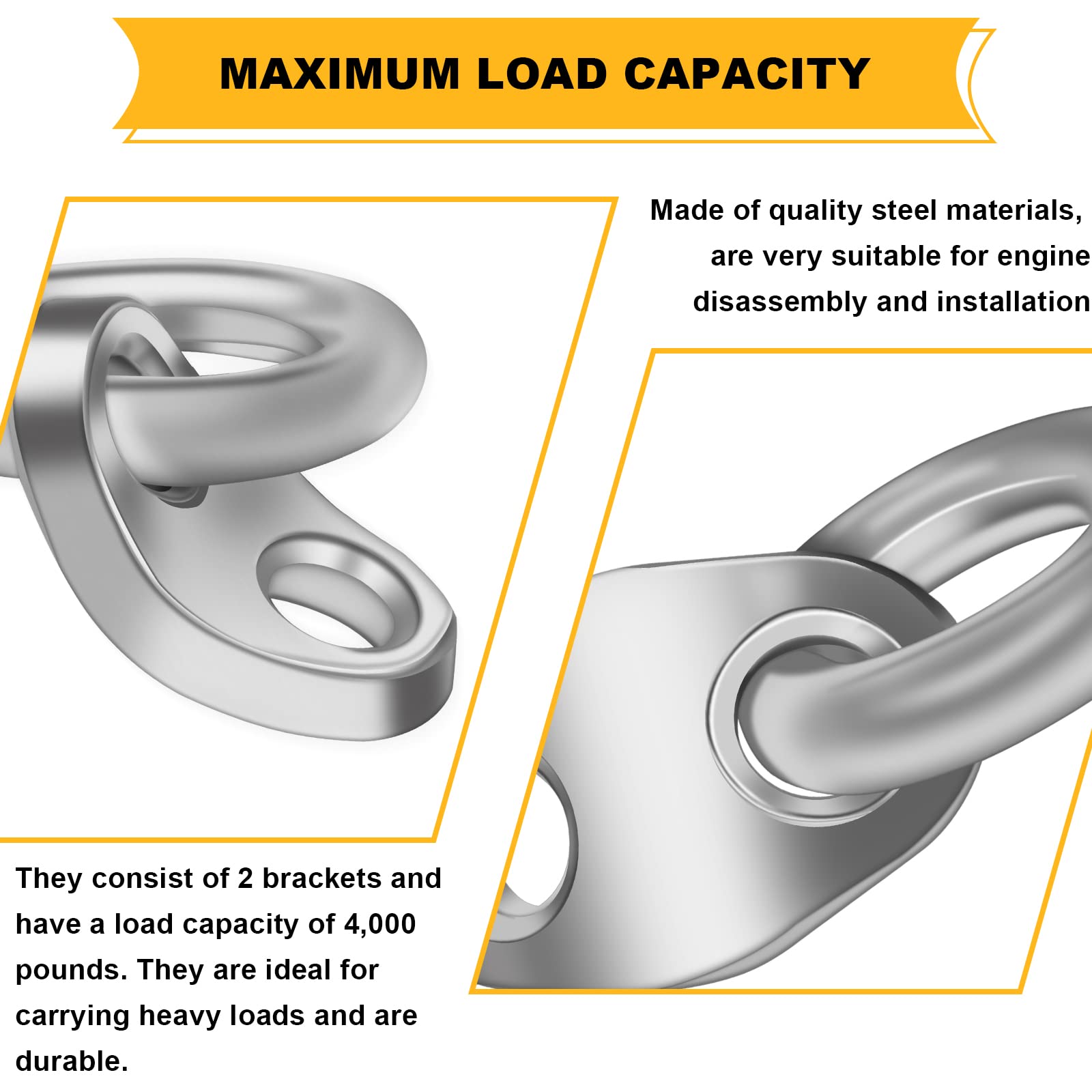 7100 Lifting Bracket Set, 2 Set, 5,500 lb, Engine Lift Bracket, Engine Support bar, for Lifting Slings and Load Levelers, Lifting Bracket Set. Capacity Lifting Bracket. Can Withstand 5500 pounds.