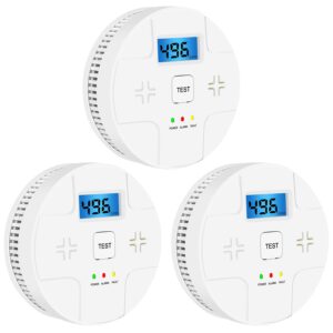 3 pack combination smoke carbon monoxide alarm detector battery operated, portable smoke and co alarm for home bedroom travel，easy to install