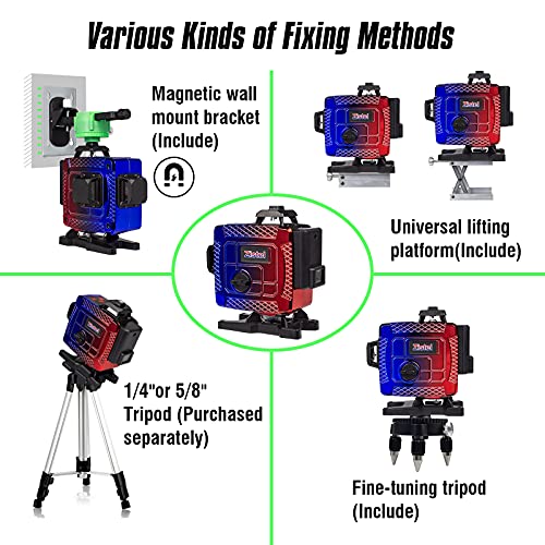 Zistel 16 Lines Laser Level Self Leveling, 4x360° 4D Green Cross Line, Laser Level for Construction with 2x360° Vertical 2x360° Horizontal, Li-ion Battery and Remote Controller Included