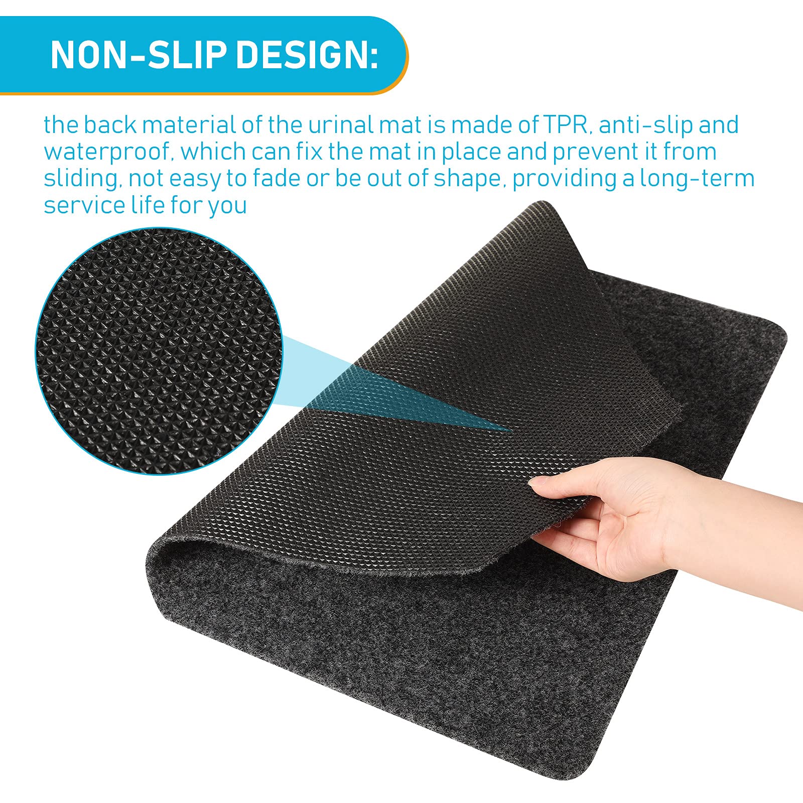 Nuanchu Nonslip Urinal Mats Urinal Floor Mats Water Absorption Urinal Mat Bathroom Urinal Floor Pads for Men's Bathroom Restroom (6, Gray)