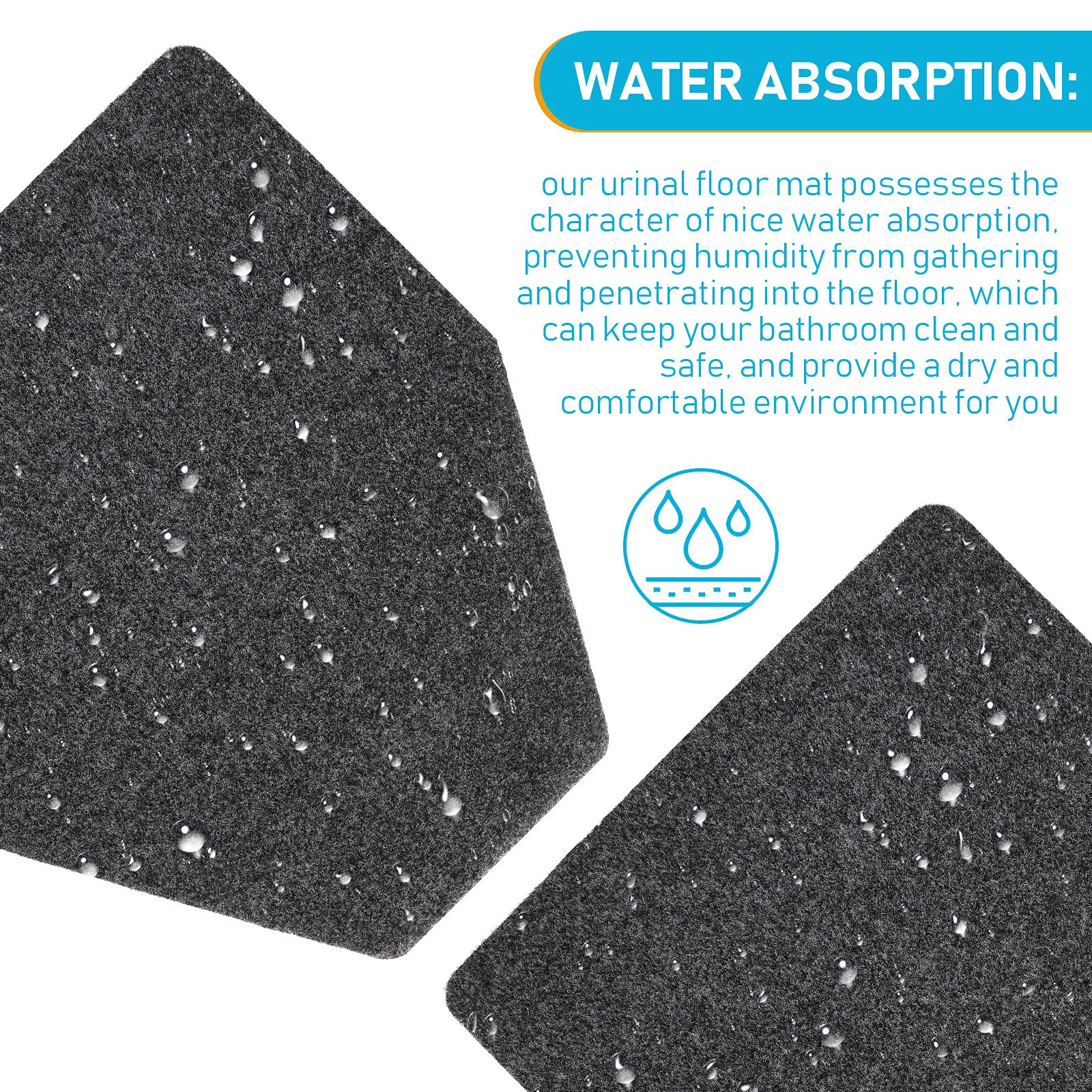 Nuanchu Nonslip Urinal Mats Urinal Floor Mats Water Absorption Urinal Mat Bathroom Urinal Floor Pads for Men's Bathroom Restroom (6, Gray)