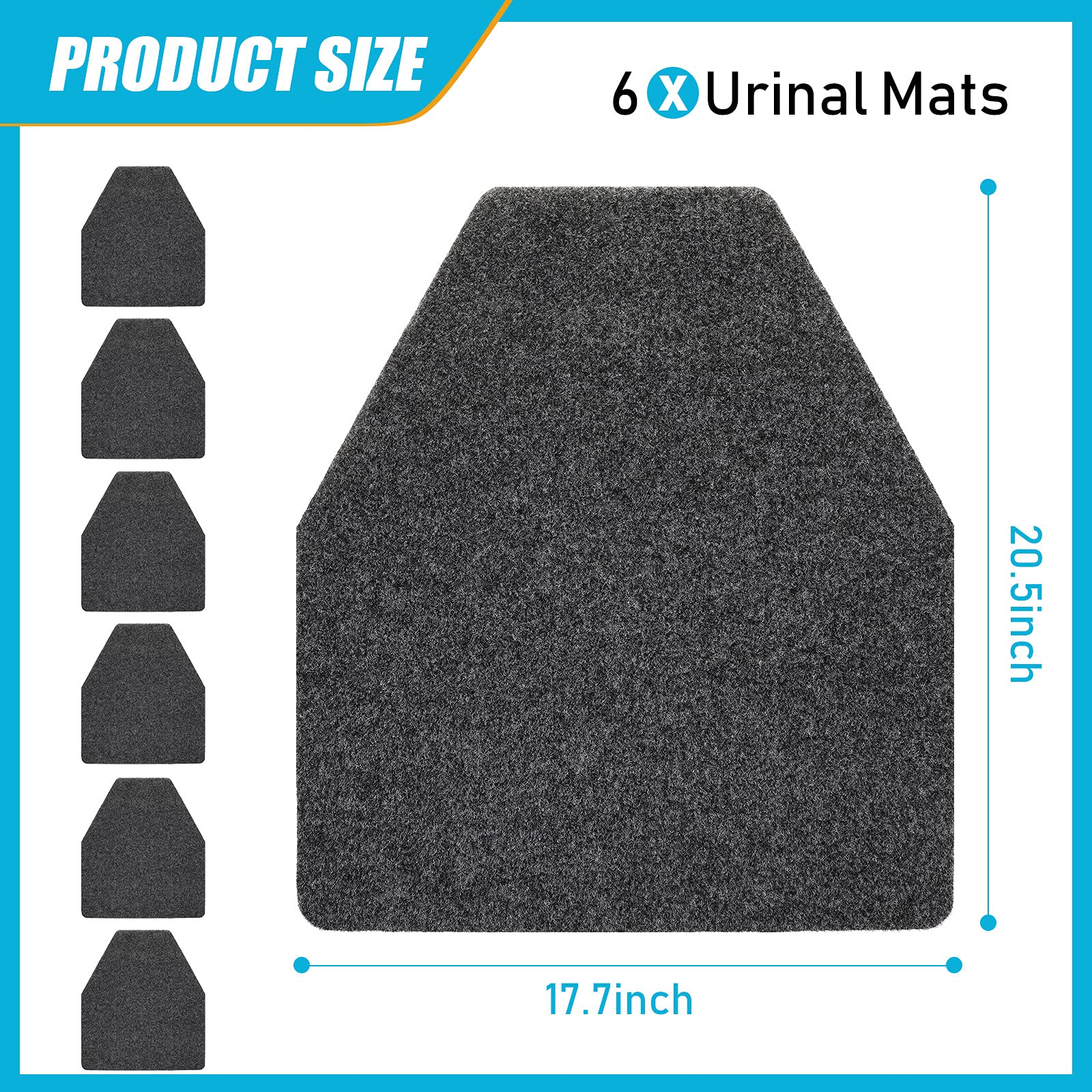 Nuanchu Nonslip Urinal Mats Urinal Floor Mats Water Absorption Urinal Mat Bathroom Urinal Floor Pads for Men's Bathroom Restroom (6, Gray)