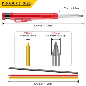 Outus Solid Carpenter Pencil for Construction and Refills with Built in Sharpener, Long Nosed Deep Hole Mechanical Pencil Marker Marking Tool for Scriber Woodworking Architect Carpenter (39 Pieces)