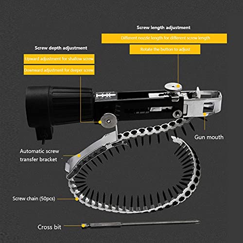 Deck Screw Gun, Drywall Screw Gun, Automatic Screw Spike Chain Drill Screw Chain Adapter for Electric Drill Attachment