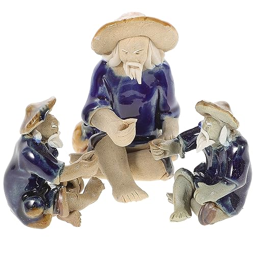 Cabilock Car Accessories Car Decor Car Decor 3pcs Fisherman Figurines Chinese Sitting Fishing Garden Statue Chinese Elder Statue Landscape Micro Bonsai Terrarium Aquarium Ornaments for Car Decor