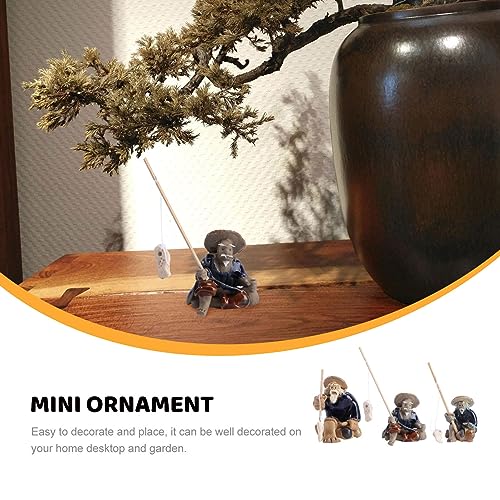 Cabilock Car Accessories Car Decor Car Decor 3pcs Fisherman Figurines Chinese Sitting Fishing Garden Statue Chinese Elder Statue Landscape Micro Bonsai Terrarium Aquarium Ornaments for Car Decor