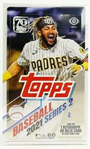 2021 topps series 2 baseball factory sealed hobby box 24 packs of 14 cards. 1 relic or auto per box. massive 344 cards, chase rookie cards of an amazing rookie class such as ke-bryan hayes, jake cronenworth, zach mckinstry, estevan florial, shane mcclanah