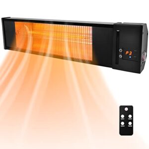 garage heater, trustech patio heater for outdoor use, infrared indoor heater w/1s-fast heat & 24h timer, overheat protection, super quite waterproof wall heater for garage, heaters for large room