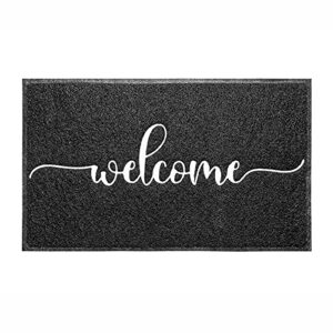 downshifting door mat (30"x17",black), durable welcome mat low profile floor mat non slip rugs, indoor outdoor door rug easy to clean entry rugs for entryway patio, high traffic areas