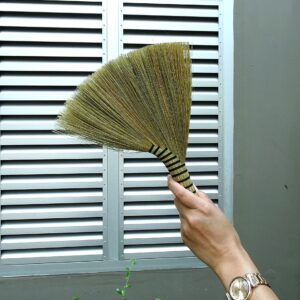 Handmade Turkey Wing Whisk Broom 13inch Asian Thai Feather Duster Natural Grass Dustpan Hand Brush