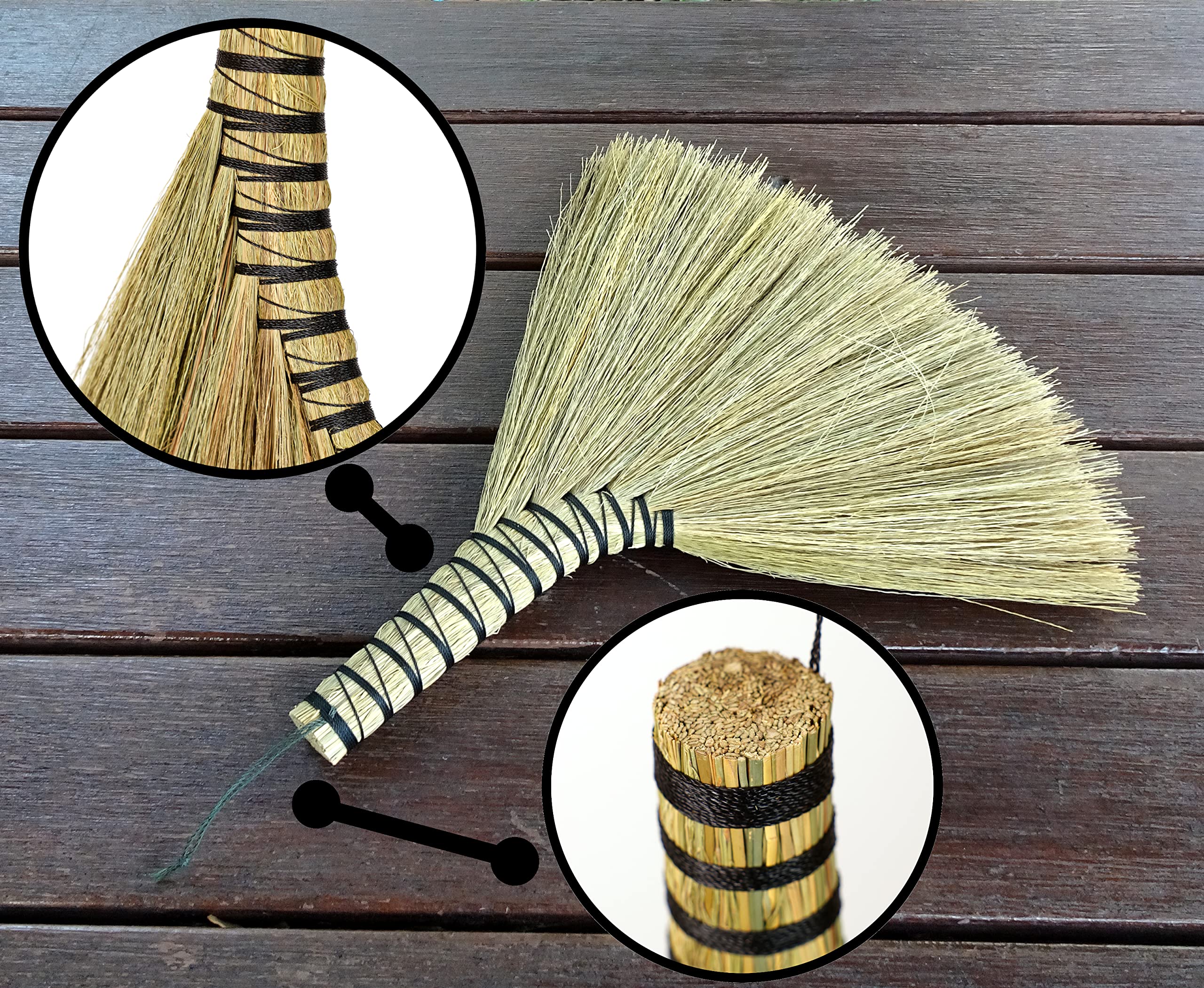 Handmade Turkey Wing Whisk Broom 13inch Asian Thai Feather Duster Natural Grass Dustpan Hand Brush