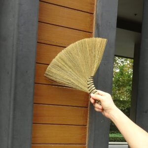 Handmade Turkey Wing Whisk Broom 13inch Asian Thai Feather Duster Natural Grass Dustpan Hand Brush