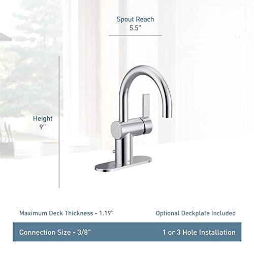 Moen 6221 CIA Collection Single Handle Bathroom Sink Faucet, Chrome