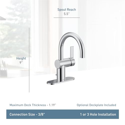 Moen 6221 CIA Collection Single Handle Bathroom Sink Faucet, Chrome