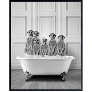 Bathroom Wall Decor - Funny Bathroom Decor - Bathroom Wall Art - Meerkat Bathroom Decorations Pictures - Bath Wall Decor - Modern Bathroom Accessories - Guest Bathroom - Restroom Sign - Powder Room