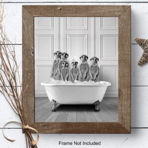 Bathroom Wall Decor - Funny Bathroom Decor - Bathroom Wall Art - Meerkat Bathroom Decorations Pictures - Bath Wall Decor - Modern Bathroom Accessories - Guest Bathroom - Restroom Sign - Powder Room