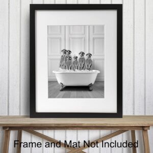 Bathroom Wall Decor - Funny Bathroom Decor - Bathroom Wall Art - Meerkat Bathroom Decorations Pictures - Bath Wall Decor - Modern Bathroom Accessories - Guest Bathroom - Restroom Sign - Powder Room