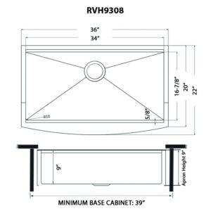 Ruvati 36-inch Matte Gold Workstation Apron-Front Brass Tone Stainless Steel Kitchen Sink - RVH9308GG