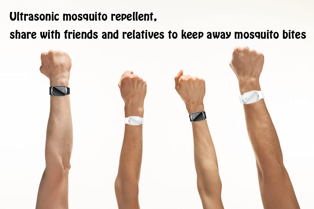 Wskvlcg Ultrasonic Mosquito Repellent Bracelet Watch, USB Rechargeable Anti Mosquito Repeller Wristband Suitable for Adults and Kids - Mosquito Insect Repellent Band (2 Pack, White) (M1)