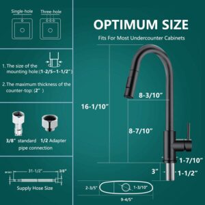 APPASO Black Kitchen Faucet, Modern Kitchen Faucet with Pull Down Sprayer Matte Black, Single-Handle High Arc Gooseneck Modern Kitchen Sink Faucet with Deck Plate