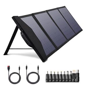 portable solar panel, 80w solar charger with dc output for power station generator camping rv monocrystalline foldable solar panel battery charger for phones laptop tablet camera