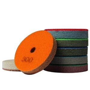 4" Diamond Sponge Fiber Polishing Pad 300-10000 Grit - Polishing Tile Stone Marble Concrete Ceramics Glass 7set