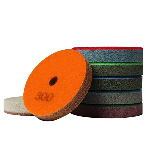 4" Diamond Sponge Fiber Polishing Pad 300-10000 Grit - Polishing Tile Stone Marble Concrete Ceramics Glass 7set