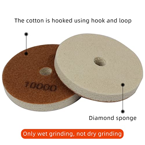 4" Diamond Sponge Fiber Polishing Pad 300-10000 Grit - Polishing Tile Stone Marble Concrete Ceramics Glass 7set