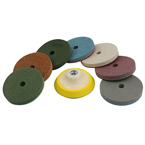 4" Diamond Sponge Fiber Polishing Pad 300-10000 Grit - Polishing Tile Stone Marble Concrete Ceramics Glass 7set