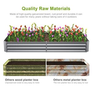 Mr IRONSTONE Galvanized Raised Garden Bed Outdoor for Vegetables Flowers Herb, Large Heavy Metal Planter Box Steel Kit with Metal Stake to Fix, 4×8×1ft