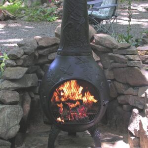 The Blue Rooster Dragonfly Cast Aluminum Chiminea in Charcoal