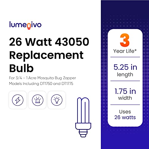 lumenivo 26 Watt Bug Zapper Bulb Replacement for DynaTrap 43050 26W Bug Zapper Light Bulbs Outdoor for Mosquito Control - for Models DT1750 and DT1775 - ¾ Acre and 1 Acre Coverage - 3 Pack