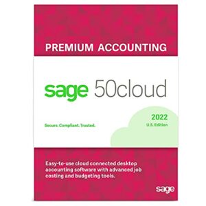 sage software sage 50cloud premium accounting 2022 u.s. 2-user one year subscription cloud connected small business accounting software 2022 (2-users)