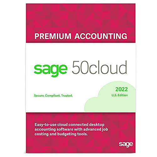 Sage Software Sage 50cloud Premium Accounting 2022 U.S. 2-User One Year Subscription Cloud Connected Small Business Accounting Software 2022 (2-Users)