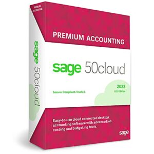 Sage Software Sage 50cloud Premium Accounting 2022 U.S. 2-User One Year Subscription Cloud Connected Small Business Accounting Software 2022 (2-Users)