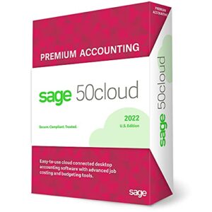 Sage Software Sage 50cloud Premium Accounting 2022 U.S. 2-User One Year Subscription Cloud Connected Small Business Accounting Software 2022 (2-Users)