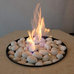hmleaf 24 Pcs Stone-Like Ceramic Fibre Pebbles for Gas fireplaces, Stove, Gas firepit with White/Black/Grey/Khaki Color (White)
